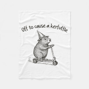 Off To Cause A Kerfuffle Funny Hamster Scooter Gro Fleece Blanket