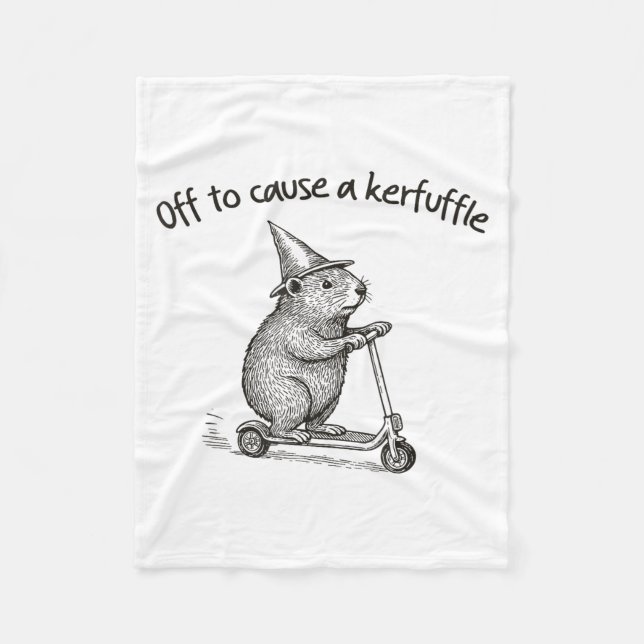 Off To Cause A Kerfuffle Funny Hamster Scooter Gro Fleece Blanket (Front)