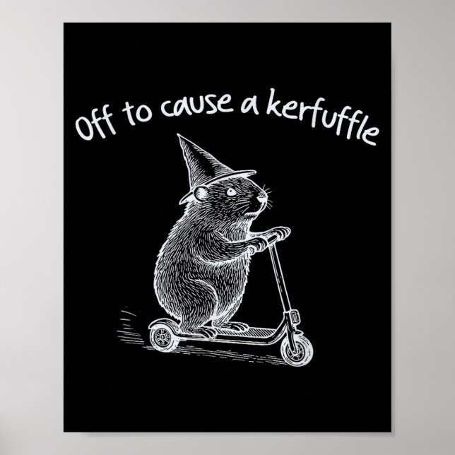 Off To Cause A Kerfuffle Funny Hamster Scooter Gro Poster (Front)