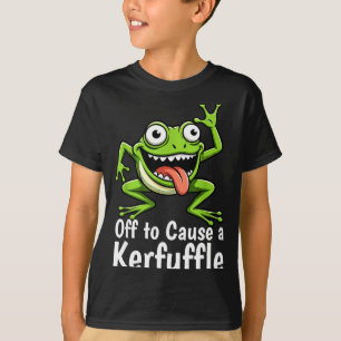 Off To Cause A Kerfuffle Funny Meme Frog Mischief  T-Shirt