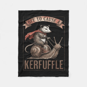 Off to cause a kerfuffle funny opossum meme  fleece blanket