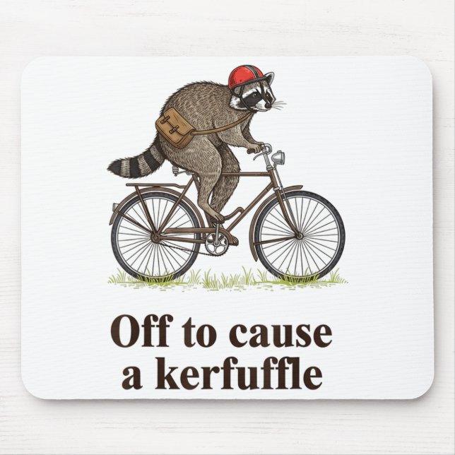 Off To Cause A Kerfuffle Funny Raccoon Meme Boys M Mouse Pad (Front)