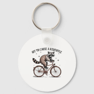 Off To Cause A Kerfuffle Funny Raccoon Meme Men Wo Keychain