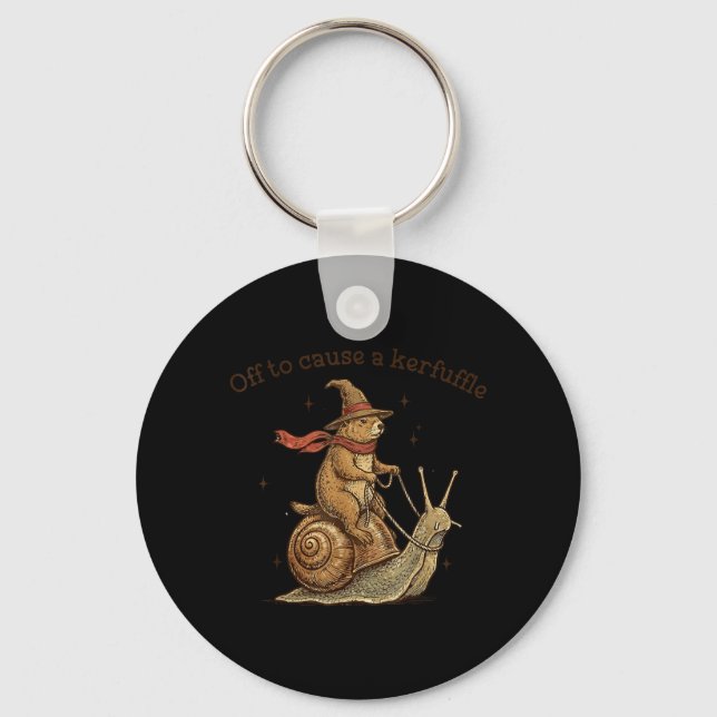 Off to Cause A Kerfuffle Funny Weird Groundhog Keychain (Front)