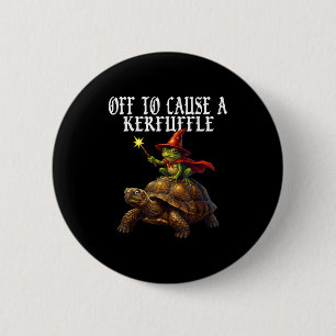 Off To Cause A Kerfuffle Funny Whimsical Frog Wiza 2 Inch Round Button
