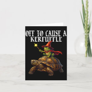 Off To Cause A Kerfuffle Funny Whimsical Frog Wiza Card