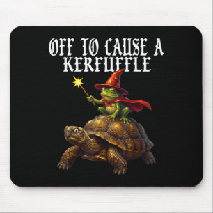 Off To Cause A Kerfuffle Funny Whimsical Frog Wiza Mouse Pad