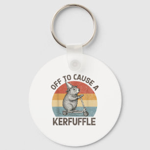 Off To Cause A Kerfuffle Groundhog Scooter Funny A Keychain
