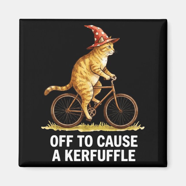 Off to Cause A Kerfuffle Orange Cat Funny Magnet (Front)