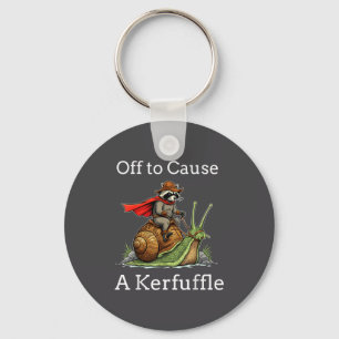 Off To Cause A Kerfuffle Raccoon Whimsical Wizard  Keychain