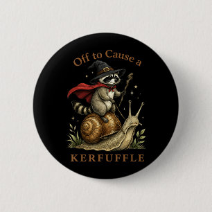 Off to Cause A Kerfuffle Raccoon Wizard Snail 2 Inch Round Button