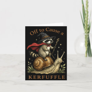 Off to Cause A Kerfuffle Raccoon Wizard Snail Card