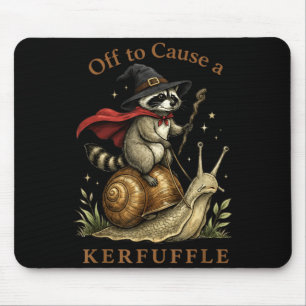 Off to Cause A Kerfuffle Raccoon Wizard Snail Mouse Pad