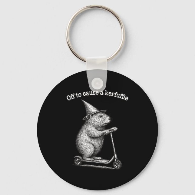 Off To Cause A Kerfuffle Scooter Groundhog  Keychain (Front)
