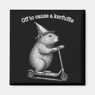 Off To Cause A Kerfuffle Scooter Groundhog Magnet