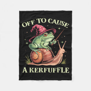 Off To Cause A Kerfuffle Whimsical Wizard Frog Mem Fleece Blanket
