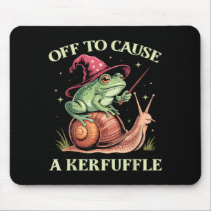 Off To Cause A Kerfuffle Whimsical Wizard Frog Mem Mouse Pad