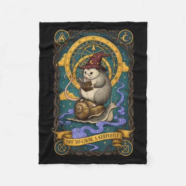 Off to cause a kerfuffle witchy possum wizard snai fleece blanket (Front)