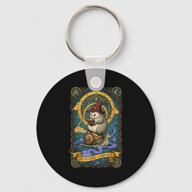 Off to cause a kerfuffle witchy possum wizard snai keychain (Front)