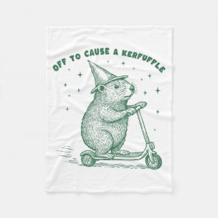 Off To Cause A Kerfuffle, Wizard Groundhog Scooter Fleece Blanket
