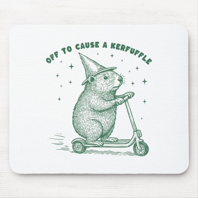 Off To Cause A Kerfuffle, Wizard Groundhog Scooter Mouse Pad (Front)
