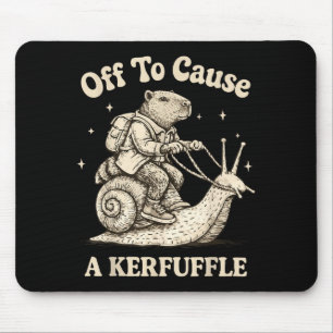 Off to cause a kerfuffle wizard whimsical capybara mouse pad