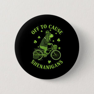 Off to cause shenanigans basset hound st patricks 2 inch round button