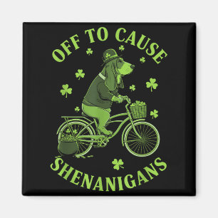 Off to cause shenanigans basset hound st patricks magnet