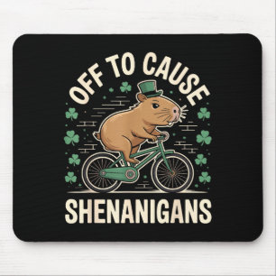 Off to cause shenanigans capybara meme st patricks mouse pad