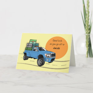 Off to College Customizable Name Blue Pick Up  Card