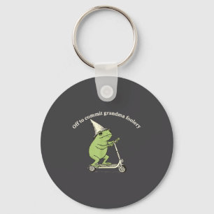 Off To Commit Grandma Foolery Funny Frog Meme  Keychain