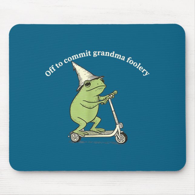 Off To Commit Grandma Foolery Funny Frog Meme  Mouse Pad (Front)