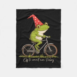 Off To Commit Mom Foolery Funny Frog Meme  Fleece Blanket
