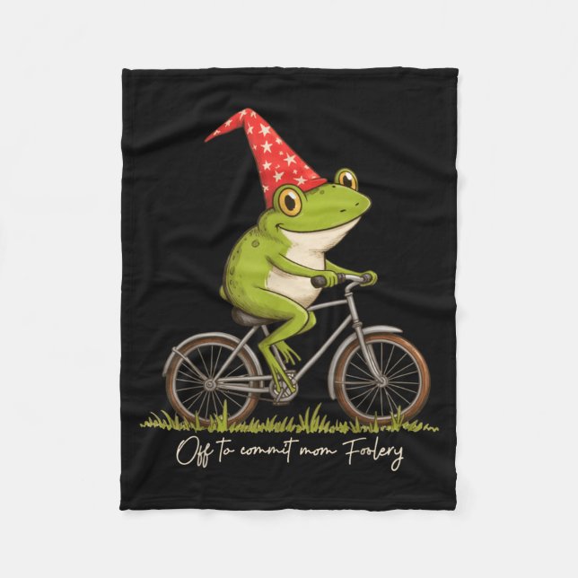 Off To Commit Mom Foolery Funny Frog Meme  Fleece Blanket (Front)