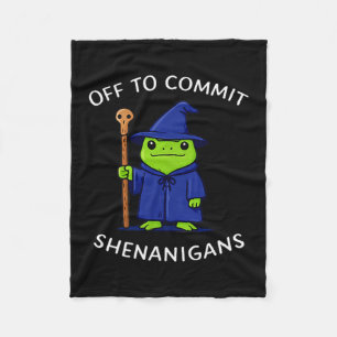 Off to commit shenanigans wizard frog meme Off to  Fleece Blanket