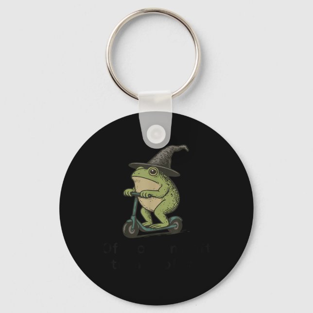 Off To Commit Tom Foolery Frog, Funny Whimsical Fr Keychain (Front)