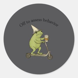 Off To Ess Behavior Funny Frog Aba Behavior Theras Classic Round Sticker