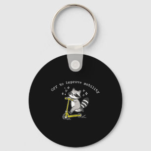 Off To Improve Mobility Funny Raccoon Pt Physical  Keychain