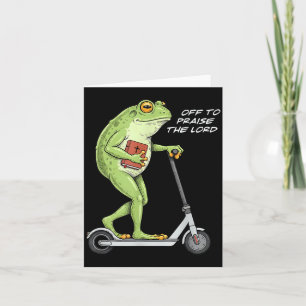 Off To Praise D Lord Funny Frog Christian Meme  Card