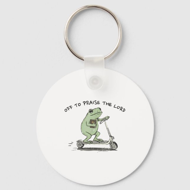Off To Praise The Lord, Funny Christian  Keychain (Front)