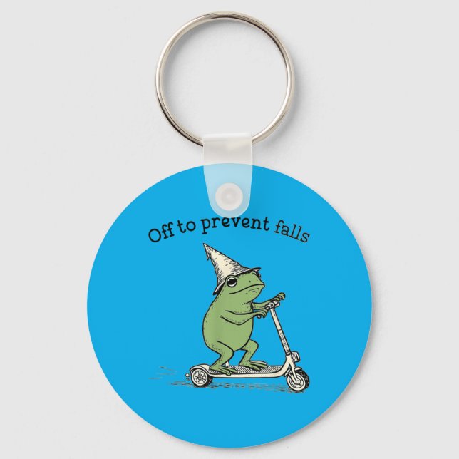 Off to Prevent Falls Funny Frog Toad Physical Keychain (Front)