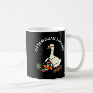 Off to regulate emotions cute goose knitting menta coffee mug