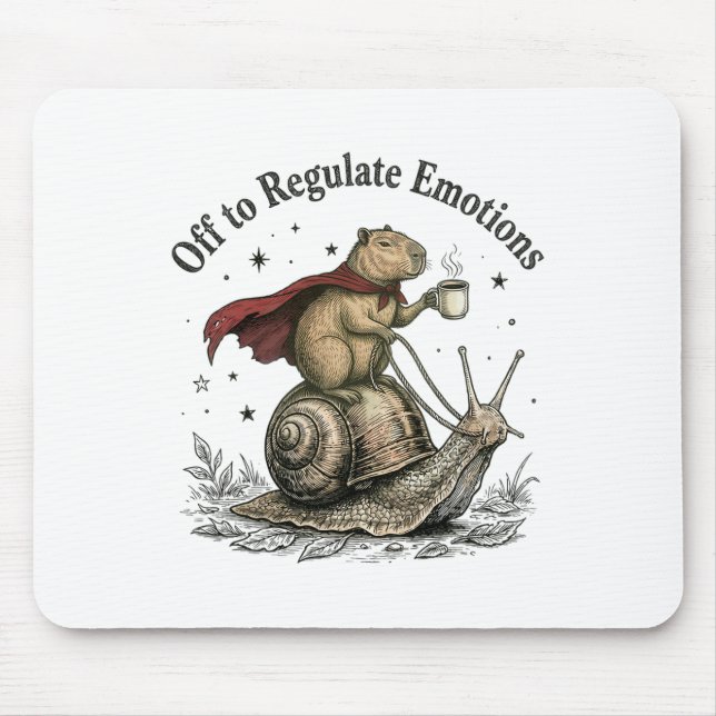 Off To Regulate Emotions Funny Capyra Mental Healt Mouse Pad (Front)