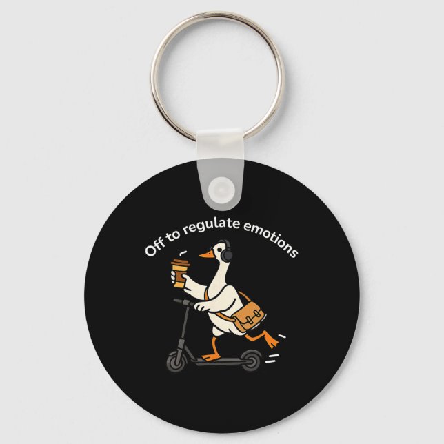 Off To Regulate Emotions Funny Duck Mental Health  Keychain (Front)