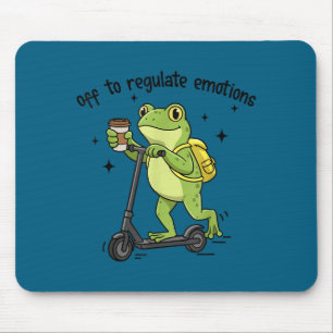 Off to regulate emotions funny frog on scooter mouse pad