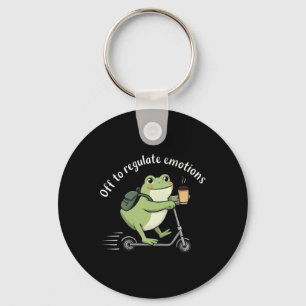 Off To Regulate Emotions Funny Frog Scooter Mental Keychain