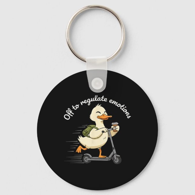 Off To Regulate Emotions Funny Goose Mental Health Keychain (Front)