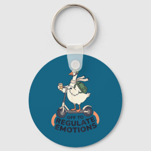 Off to regulate emotions funny goose on scooter keychain