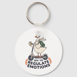 Off To Regulate Emotions Funny Goose On Scooter Th Keychain