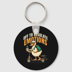 Off To Regulate Emotions Funny Goose Scooter Menta Keychain
